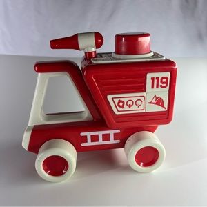 Vintage Bandai 1985 Tonka 119 Firetruck / Red & White Plastic Push Toy